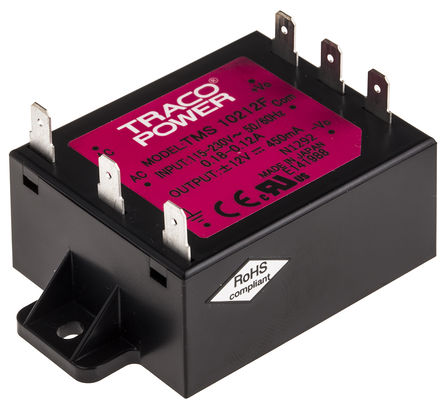 TRACOPOWER - TMS 10212F - TRACOPOWER 10W 2 ǶʽģʽԴ SMPS TMS 10212F, 110  375 V dc, 85  264 V ac, 12V dc, 450mA, 78%Ч		
