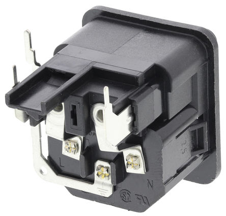 Schurter - 4301.3204 - Schurter 尲װ C14 ֱ IEC ͷ 4301.3204, ۶ߴ5 x 20mm Ƕʽ, 10A, 250 V 		