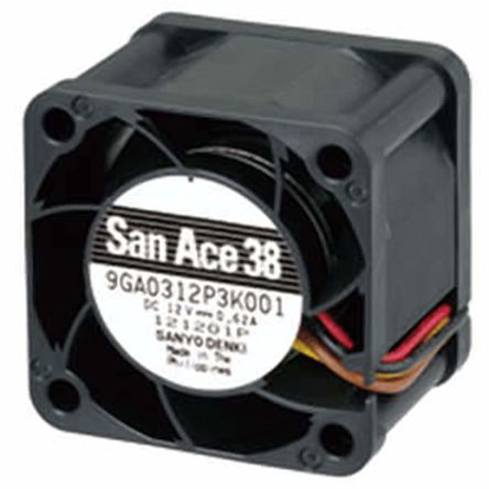 Sanyo Denki - 9GA0312P3G001 - Sanyo Denki GA ϵ 4W 12 V ֱ  9GA0312P3G001, 27m3/h, 19000rpm, 38 x 38 x 28mm		