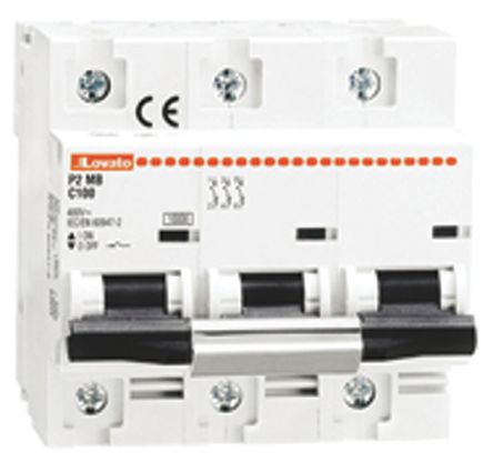 Lovato - P2MB3PC080 - Lovato ģ P2MB ϵ 3 80 A MCB ΢Ͷ· P2MB3PC080, 10 kA Ͽ, C բ		