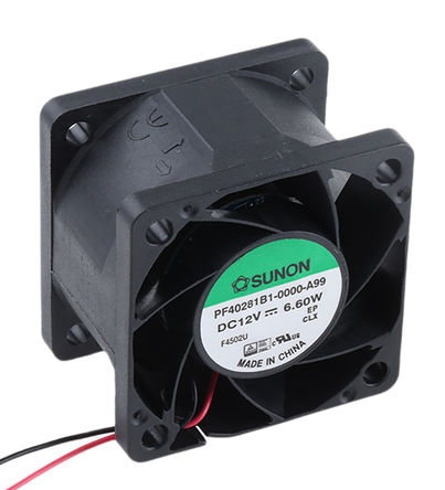 Sunon - PF40281B1-0000-A99 - Sunon PF ϵ 6.12W 12 V ֱ  PF40281B1-0000-A99, 42m3/h, 17600rpm, 40 x 28 x 40mm		
