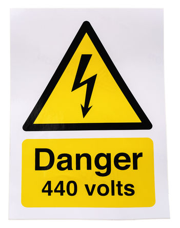 Signs & Labels - HA08214S - Signs & Labels HA08214S ɫ/ɫ Ӣ  ϩ Σվ־ “Σ 440 V“, 125 x 175mm		