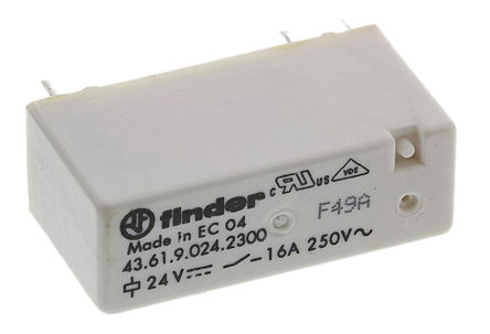 Finder - 43.61.9.024.2300 - Finder 43.61.9.024.2300  PCB װ Ǳ̵, 24V dc		