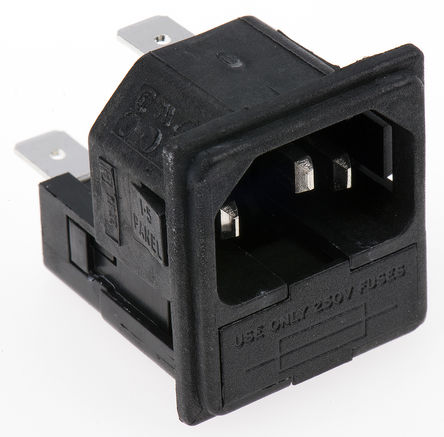 Bulgin - PF0033/15/63 - Bulgin Ƕʽ C14 IEC ͷ PF0033/15/63, Ӷ˽, 10A, 250 V 		