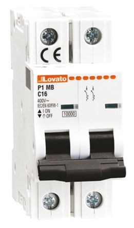 Lovato - P1MB2PC63 - Lovato ģ P1MB ϵ 2 63 A MCB ΢Ͷ· P1MB2PC63, 10 kA Ͽ, C բ		