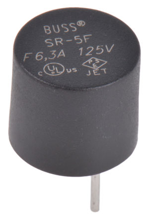 Cooper Bussmann - SR-5F-6-3A-BK - Cooper Bussmann 6.3A  Ը߶˽۶ SR-5F-6-3A-BK, F۶ٶ, 125V ac, 8.5mmֱ, 8.1mm		
