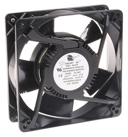 COMAIR ROTRON - GL24B4 19031075A - COMAIR ROTRON Galaxy ϵ 15W 24 V ֱ  GL24B4 19031075A, 255m3/h, 3200rpm, 127 x 127 x 38mm		