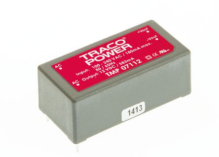 TRACOPOWER - TMP 07112 - TRACOPOWER 7W  ǶʽģʽԴ SMPS TMP 07112, 120  370 V dc, 85  264 V ac, 12V dc, 583mA, 78%Ч		