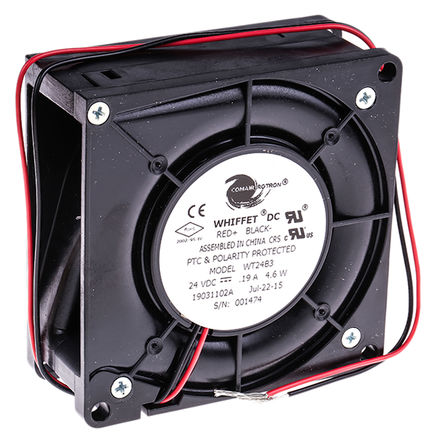 COMAIR ROTRON - WT24B3 19031102A - COMAIR ROTRON Whiffet ϵ ķ WT24B3 19031102A, 24 V ֱ, 25.5m3/h, 80 x 80 x 32.41mm		