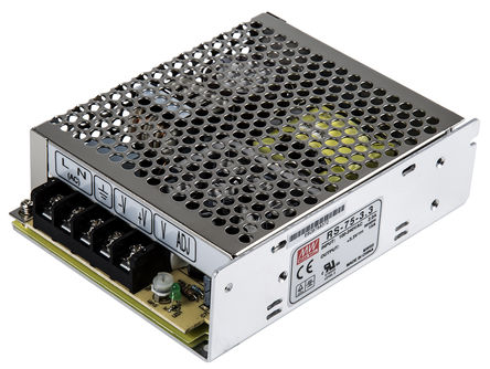 RS Pro - RS-75-3.3 - RS Pro 49.5W  ǶʽģʽԴ SMPS RS-75-3.3, 125  373 V dc, 88  264 V ac, 3.3V dc, 15A, 75%Ч, շװ		
