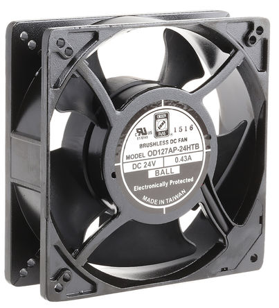 RS Pro - OD127AP-24HTB - RS Pro OD127AP ϵ 5.52W 24 V ֱ  OD127AP-24HTB, 238m3/h, 3000rpm, 127 x 127 x 38mm		