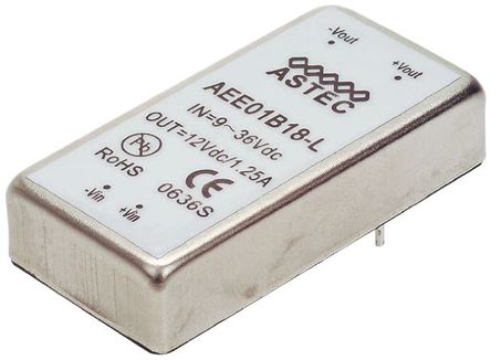 Astec - AEE01B18-L - Astec 15W ʽֱ-ֱת AEE01B18-L, 9  36 V ֱ, 12V dc, 1.25A, 1.5kV dcѹ		