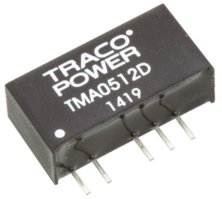 TRACOPOWER - TMA 0512D - TRACOPOWER TMA ϵ 1W ʽֱ-ֱת TMA 0512D, 4.5  5.5 V ֱ, 12V dc, 40mA, 1kV dcѹ, 78%Ч, SIP 6װ		