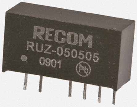 Recom - RUZ-050505 - Recom RUZ ϵ 2W ʽֱ-ֱת RUZ-050505, 4.5  5.5 V ֱ, 5V dc, 200mA, 3.2kV acѹ, SIPװ		