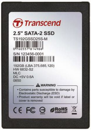 Transcend - TS192GSSD25S-M - Transcend 192 GB 2.5 in.  ̬Ӳ TS192GSSD25S-M, SATA ӿ		