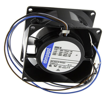 ebm-papst - 8560N - ebm-papst 8000N ϵ 12W 230 V   8560N, 50m3/h, 2800rpm, 80 x 80 x 38mm		