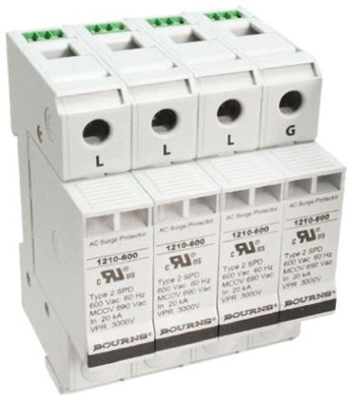 Bourns - 1210-3S-600 - Bourns 1210 ϵ 600 V  100kA 3  1210-3S-600, DIN 찲װ, 54 x 67 x 90mm		