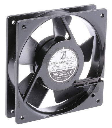 RS Pro - OA125AP-22-2TB - RS Pro OA125 ϵ 10W 230 V   OA125AP-22-2TB, 102m3/h, 2300rpm, 119.5 x 119.5 x 26.2mm		