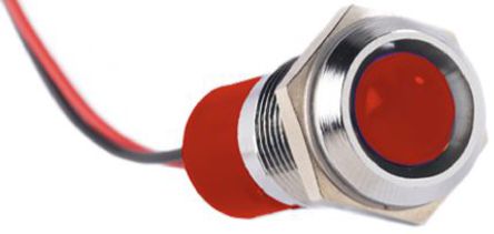 RS Pro - Q14P3CXXR12E - RS Pro Q14P3CXXR12E 10 mm ͹ ɫ LED ָʾ, ߽Ӷ, 14mmװ׳ߴ, 12 V ֱ		