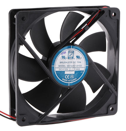 RS Pro - OD1225-12HSS - RS Pro OD1225 ϵ 5.3W 12 V ֱ  OD1225-12HSS, 144.5m3/h, 2200rpm, 120 x 120 x 25mm		
