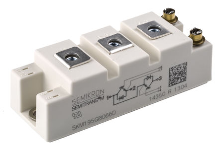 Semikron - SKM195GB066D - Semikron SKM195GB066D Nͨ IGBT ģ, ˫, 265 A, Vce=600 V, 7 SEMITRANS2װ		