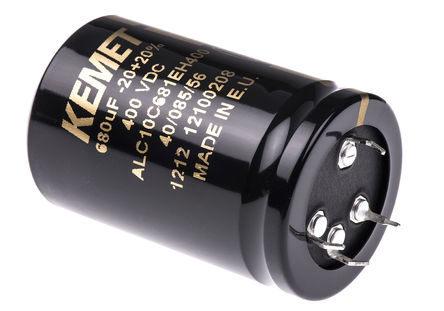 KEMET - ALC10C681EH400 - KEMET ALC10 ϵ 400 V ֱ 680F ҧʽ  ALC10C681EH400, 20%ݲ, 177 m @ 100 kHz(ֵ), +85C,  - ҧʽװ		