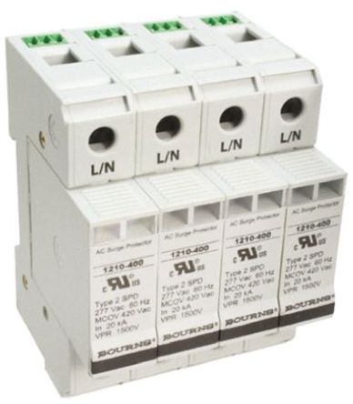 Bourns - 1210-4S-400 - Bourns 1210 ϵ 600 V  100kA 4  1210-4S-400, DIN 찲װ, 72 x 67 x 90mm		