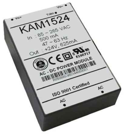 RS Pro - KAM1515 - RS Pro 15W  ǶʽģʽԴSMPS KAM1515, 120  375 V dc, 85  265 V ac, 15V dc, 1A, 82%Ч		