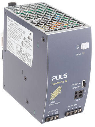 PULS - CPS20.481 - PULS 480W DIN Դ CPS20.481, 93.9%Ч, 240V ac, 10A, 56V dc 48V dc/		