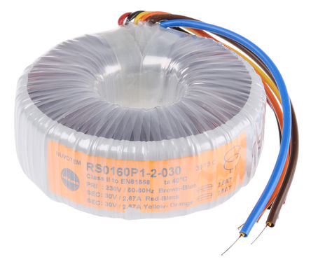 Nuvotem Talema - 0160P1-2-030 - Nuvotem Talema 160VA 2 αѹ 0160P1-2-030, 2 x 30V acμѹ, 105 (Dia.) x 42mm, 4.5kV acѹ		