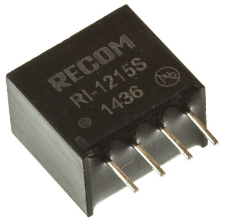 Recom - RI-1215S - Recom RI ϵ 2W ʽֱ-ֱת RI-1215S, 10.8  13.2 V ֱ, 15V dc, 133mA, 1kVѹ, 85%Ч, SIPװ		