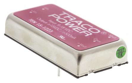 TRACOPOWER - TEN 15-1223 - TRACOPOWER TEN 15 ϵ 15W ʽֱ-ֱת TEN 15-1223, 9  18 V ֱ, 15V dc, 500mA, 1.5kV dcѹ, 84%Ч		