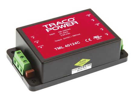 TRACOPOWER - TML 40124C - TRACOPOWER 40W  ǶʽģʽԴ SMPS TML 40124C, 100  375 V dc, 90  264 V ac, 24V dc, 1.667A		