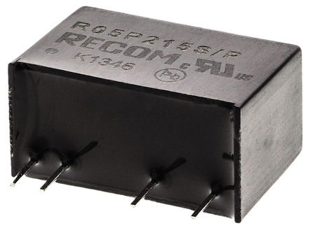 Recom - R05P215S/P - Recom 2W ʽֱ-ֱת R05P215S/P, 4.5  5.5 V ֱ, 15V dc, 132mA, 5.2kVѹ, 80%Ч, SIPװ		