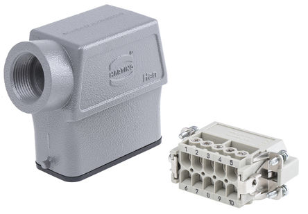 Harting - 09200100540+09200102612 - Harting Han A ϵ 10 + PE  ͷ 󸺺ɵԴ׼ ׼ 09200100540+09200102612, PG16 Ƴߴ, 16A, 250 V 		