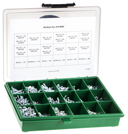 RS Pro - SLTCHSMTKIT - RS Pro 2370 ƽͷ  ݶ/˨/ĸ/Ȧ׼, 6  25mm		