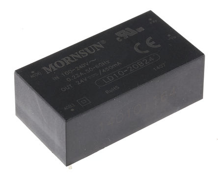 RS Pro - LD10-20B24 - RS Pro 10W  ǶʽģʽԴ SMPS LD10-20B24, 120  370 V dc, 85  264 V ac, 24V, 450mA, 80%Ч, ܷװ		