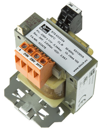 Block - STS63/23/24 - Block 63VA DIN 尲װѹ STS63/23/24, 1, :218V ac, 230V ac, 242V ac μ:24V ac, DIN 		
