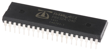 Parallax Inc - P8X32A-D40 - Parallax Inc Propeller ϵ 32 bit P8X32A MCU P8X32A-D40, 80MHz, 64 kB ROM ROM, 32 kB RAM, 1xUSB, PDIP-40		