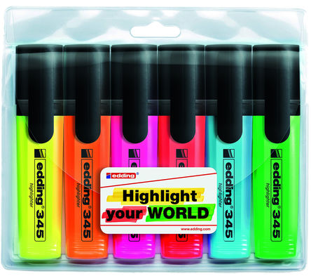 Edding - 345/6S - Edding 6װ 2  5 mmʼ ӫ 345/6S, ںɫɫɫۺɫɫɫ		