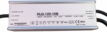 Mean Well - HLG-120-15B - Mean Well LED  HLG-120-15BRS, 127  370 V ֱ90  264 V , 15V, 8A, 120W		