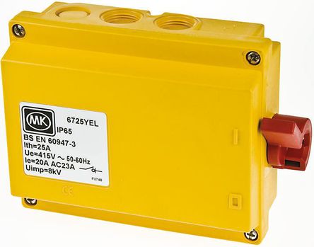 MK - 6725 YEL - MK IP65 6 ۶ϸ뿪 6725 YEL, 25 A, 11 kW		
