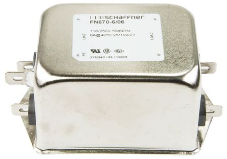 Schaffner - FN670-6-06 - Schaffner FN670 ϵ 6A 250 V , 400Hz ̰װ RFI ˲ FN670-6-06, װƬӶ		