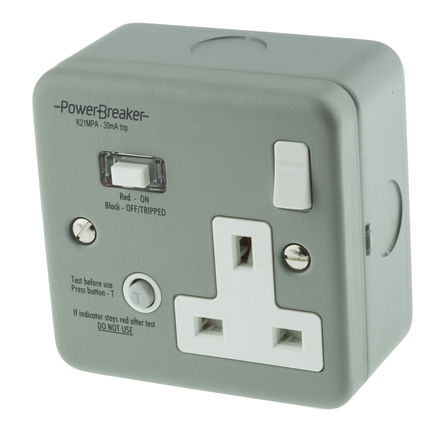 Power Breaker - K21MP-C - Power Breaker PowerBreaker H ϵ BS ׼ 13A ɫ װ RCD  K21MP-C, ̰忪, 1 30mA,  86mm  86mm, 230V ac		