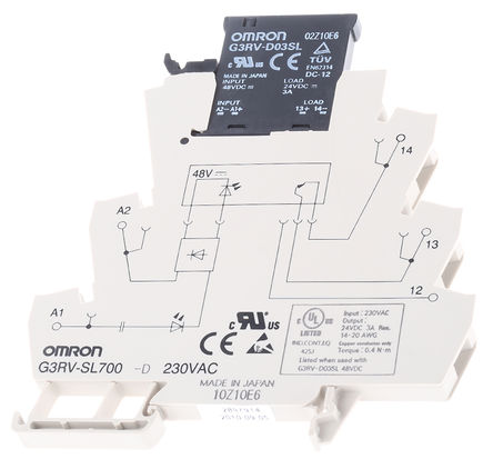Omron - G3RV-SL700-D 230VAC - Omron 3 A DIN찲װ  ̵̬ G3RV-SL700-D 230VAC, MOSFET, 26.4 V ֱ		