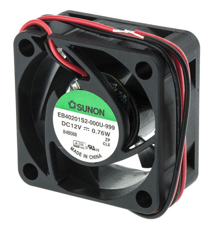 Sunon - EB40201S2-000U-999 - Sunon EB ϵ 0.76W 12 V ֱ  EB40201S2-000U-999, 13m3/h, 6200rpm, 40 x 40 x 20mm		
