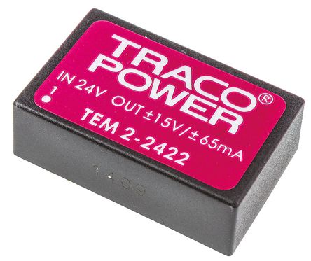TRACOPOWER - TEM 2-2422 - TRACOPOWER TEM 2 ϵ 2W ʽֱ-ֱת TEM 2-2422, 21.6  26.4 V ֱ, 15V dc, 65mA, 1kV dcѹ, 61%Ч		