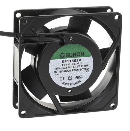 Sunon - SF11592A/1092HBL.GN - Sunon SF ϵ 12W 115 V   SF11592A/1092HBL.GN, 63m3/h, 2850rpm, 92 x 92 x 25mm		