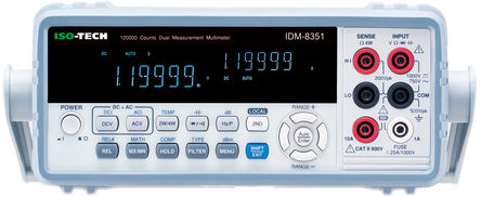 ISO-TECH - IDM-8351 - ISO-TECH IDM-8351 台式 750V ac, 10A ac 数字万用表, 测量100 Ω → 1000 MΩ, 测量10 nF → 100 μF, 测量-200 → +300 °C		