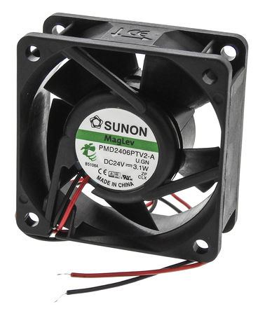 Sunon - PMD2406PTV2-A.U.GN - Sunon PMD ϵ 3.1W 24 V ֱ  PMD2406PTV2-A.U.GN, 53.5m3/h, 6100rpm, 60 x 60 x 25mm		
